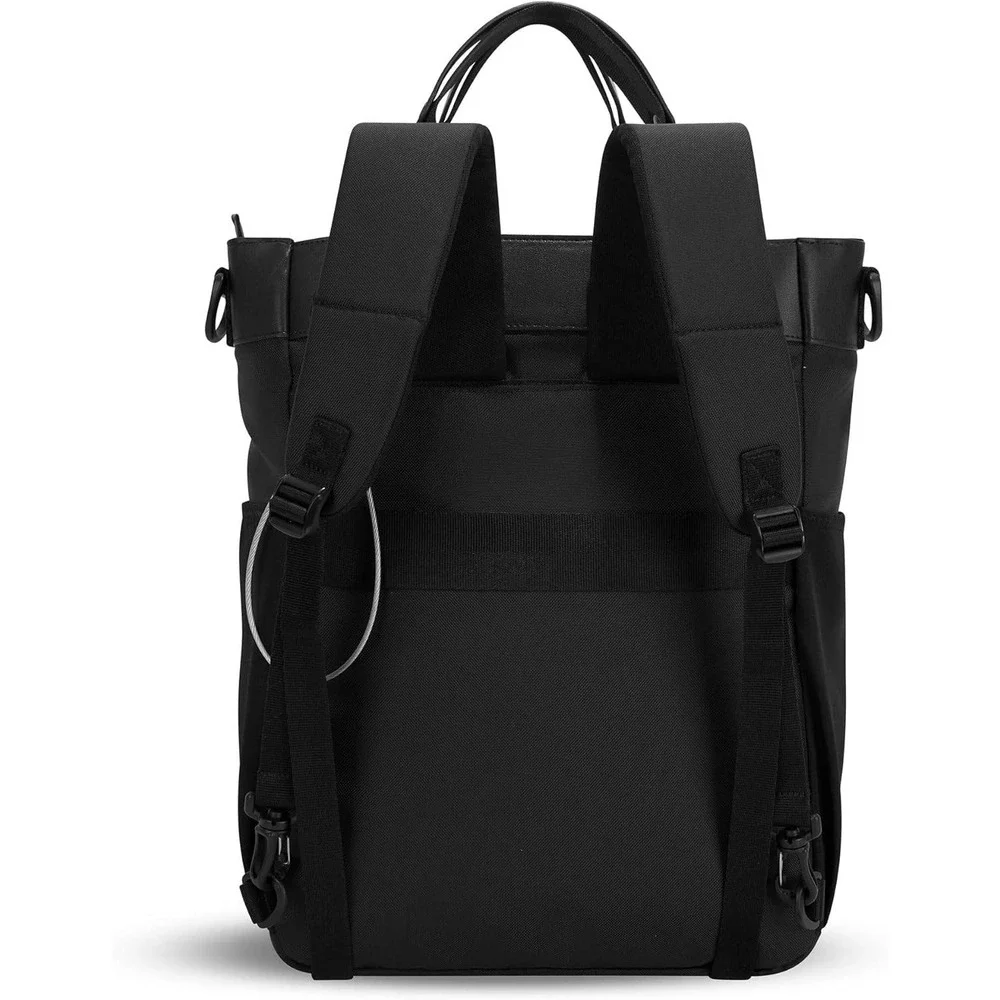 Sherpani Tote Backpack Convertible Black Nylon Leather Trim Versatile - Picture 2 of 14